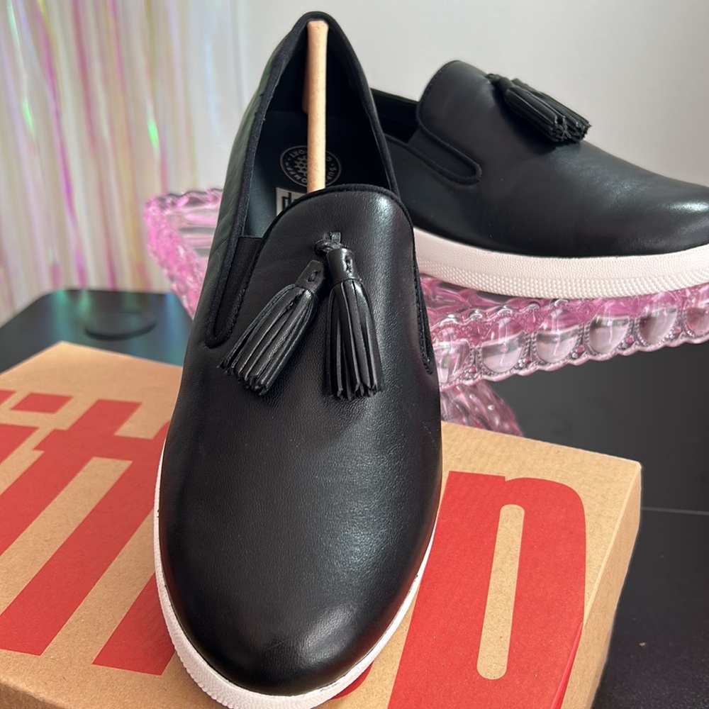 NIB, FitFlop Tassel Superskate, Black Loafer, 8
